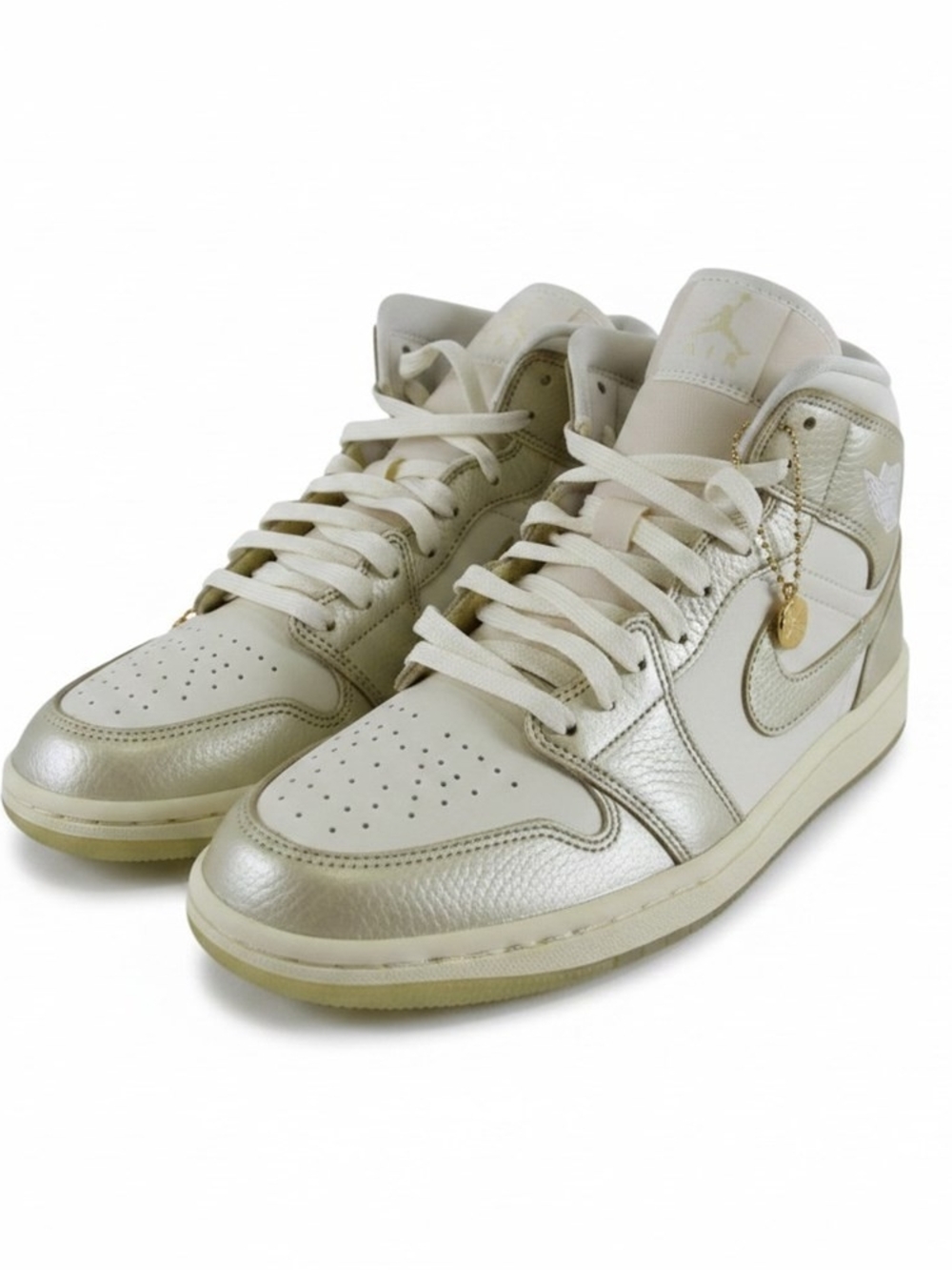 Jordan Women’s Metallic Cream and Gold High-Top Sneakers